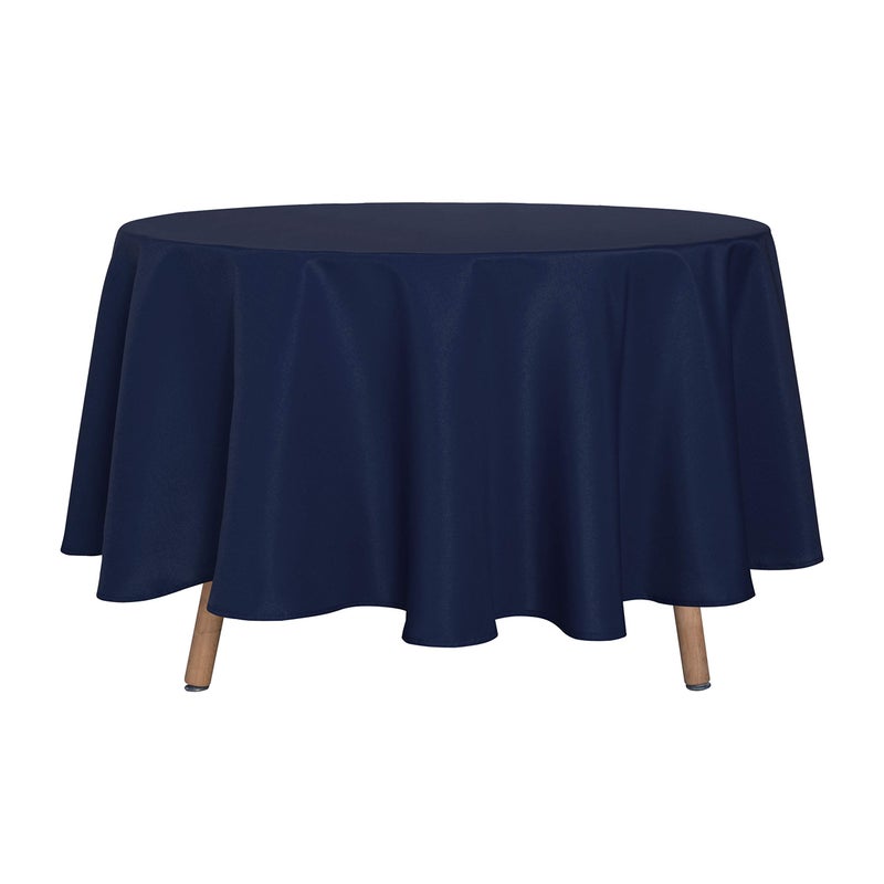 sancua Round Tablecloth - 90 Inch - Water Resistant Spill Proof Washable Polyester Table Cloth Decorative Fabric Table Cover for Dining Tables, Buffet Parties and Camping, Navy - Image 1